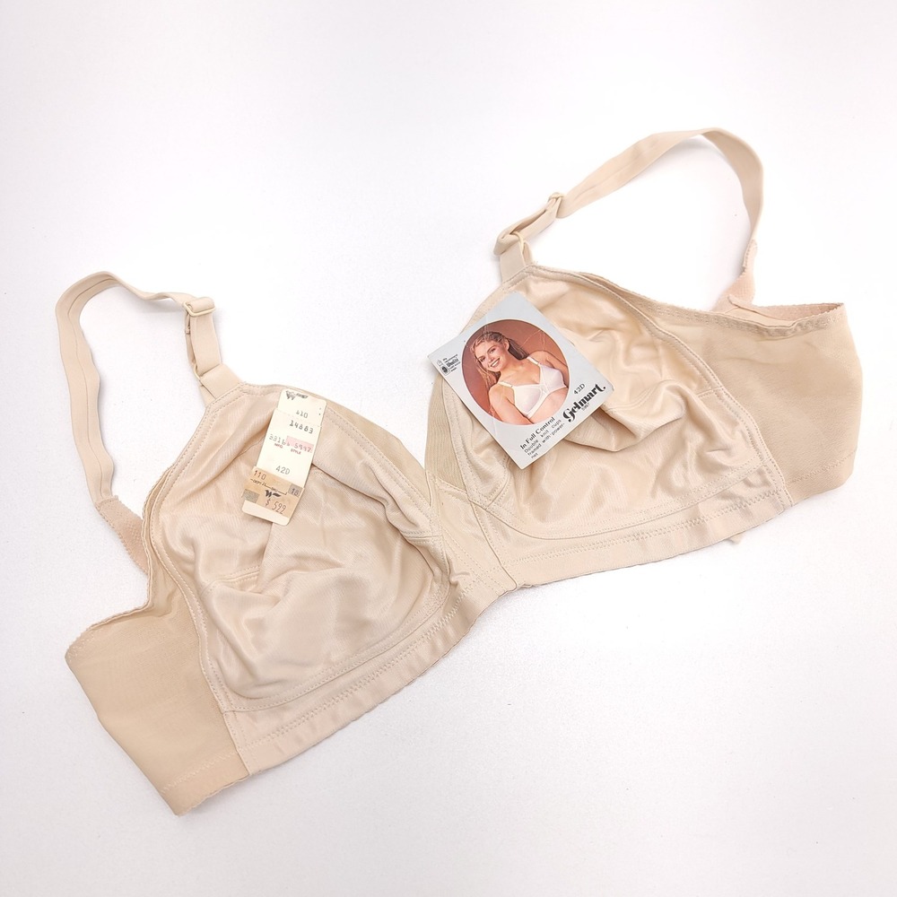 Gelmart In Full Control Beige Wireless Bra Double Knit Power Net 42D Vintage